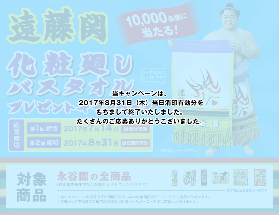 永谷園 遠藤関化粧まわしバスタオルプレゼント