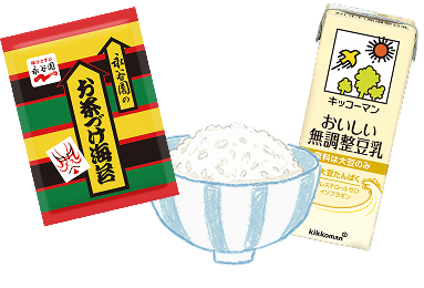 ご飯とお茶づけ海苔と豆乳