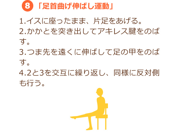 8.「足首曲げ伸ばし運動」
